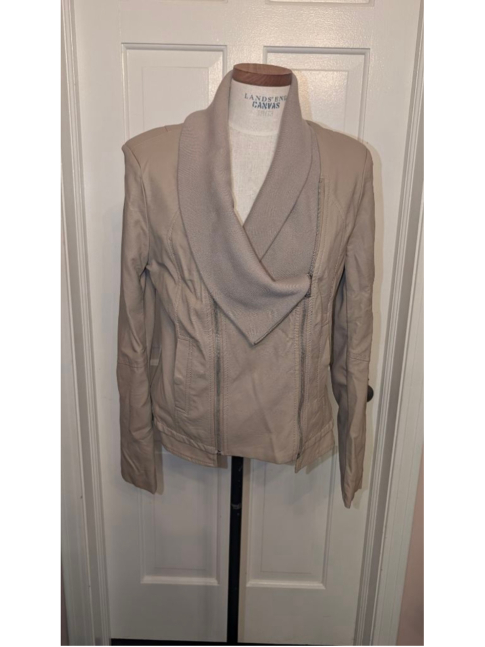 Women's Jou Jou Beige Faux Leather Jacket L